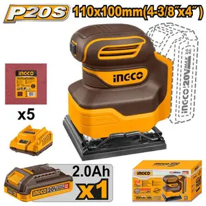 INGCO PONCEUSE VIBRANTE20V 1BATTERIE 110MM PLATEAU CARRE AU MAROC [CSHSLI20141]