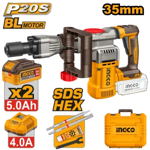 INGCO MARTEAU PIQUEUR 20V 35MM - 2BATT 5,0AH + CHARGEUR AU MAROC [CDBLI203582]