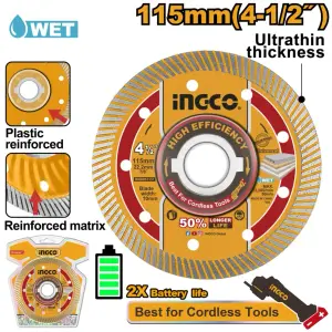 INGCO DISQUE DIAMANTE ULTRA-MINCE A REBORD 115MM AU MAROC [DMD051151]