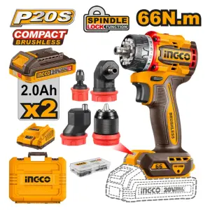 INGCO PERCEUSE-VISSEUSE 20V MULTI-TETES 66N.M AVEC 2 BATT + CHARGEUR AU MAROC [CDLI206686] Default