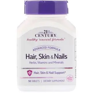 21st Century Cheveux, peau et ongles, formule avancée, 50 comprimés
