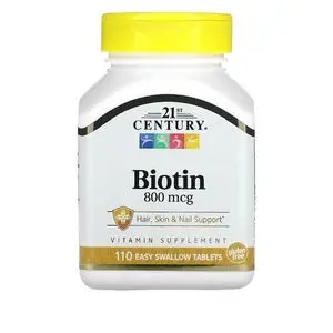 21st Century Biotin 800 Mcg 110 Pilules Accélère La Pousse Des Cheveux &amp; Ongles-made In Usa