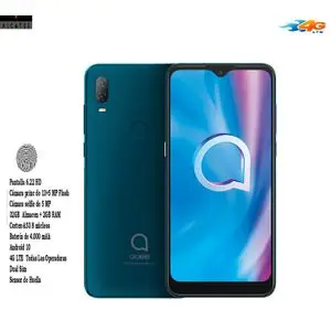 Alcatel Smartphone 4G 6.22" Gsm 1v-Dual SIM-13MP-32GB-RAM2GB-Empreinte- pine green