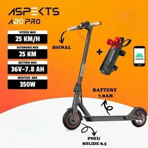 Aspects Trottinette Électrique ASPECTS A20 PRO 350W 25Km/h Batterie 36V 7.8Ah Autonomie 25Km
