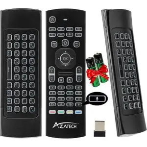 AZATECH Télécommande Air Mouse &amp; Clavier 2.4G Sans Fil – Rétroéclairée + Contrôle Smart TV / TV Box avec Piles Offertes