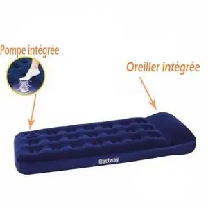 Bestway Matelas gonflable avec Oreillers et pompes à pied intégrée