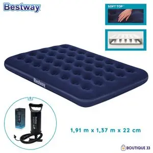 Bestway Matelas Gonflable Double 1,91 m x 1,37 m + Gonfleur