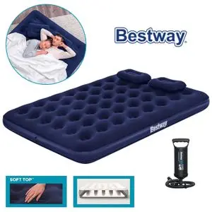 Bestway Matelas Gonflable 2 Places 203 x 152 cm - Avec 2 Oreillers gonflables et Gonfleur