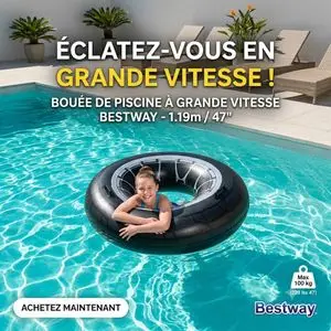 Bestway Bouée Gonflable Géante Style Pneu 119 cm avec Poignées – Anneau de Natation Robuste pour Piscine et Plage, Design Original pour Adolescents et Adultes
