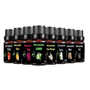 Bio 8 Huiles Essentielle 9x15ml, 100% Pures et Naturelle JASMINE, ROSE...