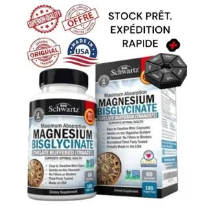 BioSchwartz Magnesium Bisglycinate (Bisglycinate de magnesium à absorption maximale), 180 Veggie Caps