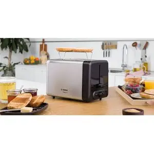 Bosch Toaster Grill pain DesignLine acier inoxydable fonction réchauffage et décongélation T° réglable
