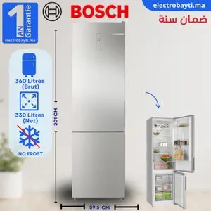 Bosch Réfrigérateur combiné No Frost - 360 L - Inox - KGN39NLEM8