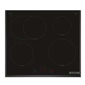 Bosch Plaque électrique à induction 4 foyers smart connectée détecteur de combustion PowerBoost démarrage rapide TouchScreen tactile 60cm sécurité enfant 17 réglages