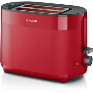 Bosch TAT2M124 MyMoment Grille-Pain Avec 2 Fentes – 1090 W – 6 degrés de cuisson – Réchauffage &amp; Décongélation – Plateau Ramasse-Miettes – Design Rouge Intense