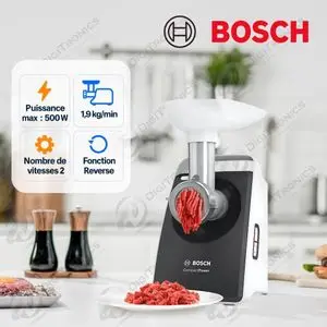 Bosch Hachoir à viande CompactPower 1600 W, 1,9 kg/min, 3 grilles, accessoires saucisses, MFW3640A