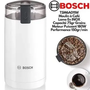 Bosch Moulin à Café Électrique – Blanc – Broyeur de Grains de Café