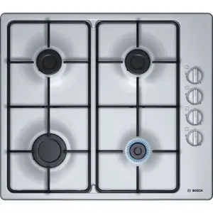 Bosch Table de cuisson , Plaque à gaz encastrable Inox 4 feux 60cm + 2ans de garantie