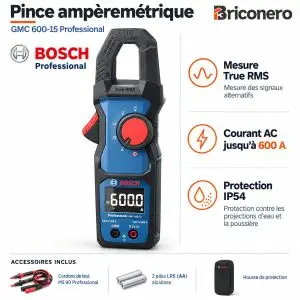 Bosch Multimètre Pince True RMS GMC 600-15 Professional