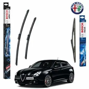 Bosch Pack Balais d’Essuie-Glace avant et arrière pour Alfa Romeo Giulietta (940_) - Silencieux Premium