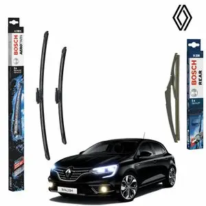 Bosch Pack Balais d’Essuie-Glace avant et arrière pour Renault Megane IV 4 - Silencieux Premium