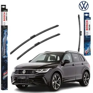 Bosch Pack Balais d’Essuie-Glace avant et arrière pour Volkswagen Tiguan (AD1, AX1)  - Silencieux Premium