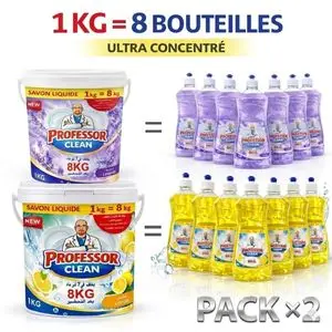 Professor Clean Pack 2 Sceaux Liquide Vaisselle Ultra Concentre 16L  Citron Lavande Ultra Economique