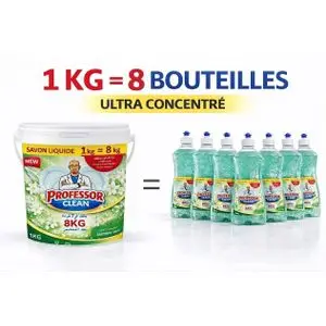 Professor Clean Liquide Vaisselle Ultra Concentré 8L =  8 Bouteilles de Savon – Ultra Economique Dégraissant Puissant – Citron