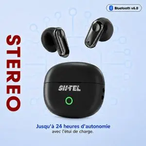 Shtel Écouteurs Sans Fil Bluetooth 6.0 avec Boîtier de Charge Compact - T-42 black