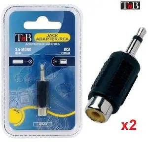 TNB 2Pcs Jack Adapter / RCA // Adaptateur Jack 3.5 Mono Male vers RCA Femelle ADA24