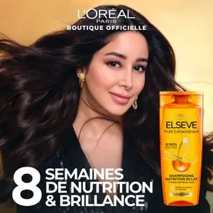 L'Oréal Paris Shampooing Nutrition Profonde - 8 Semaines de Nutrition &amp; Brillance - Tous Types de Cheveux Secs - Enrichi en Huiles Rares de Marula &amp; Camelia - Elseve Huile Extraordinaire - 300ml