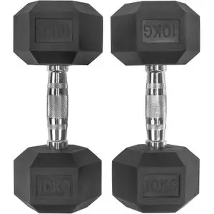 topgym Lot de 2 haltères hexagonaux de 10kg pour la musculation, l'entraînement à la maison, l'aérobic
