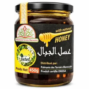 Palmarès des terroirs Marocains Miel de Montagnes 100% Naturel (Antispasmodique, Antiseptique, Tonifiant) 450g