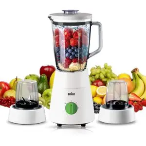 Braun Blender bol en verre 1,5L 500w 4 lames technologie triAction avec 2 moulins