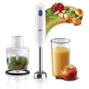 Braun MultiQuick 1 Mixeur Plongeant 2 en 1, Verre Doseur 600 ml Sans BPA, Mini Hachoir 350 ml, Technologie SplashControl, PowerBell Plus, 450W, Mixage Rapide et Propre