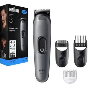Braun Tondeuse a Barbe et cheveux rechargeable pour homme AIO3500 All-in-one Series 3 4in1 14 réglages