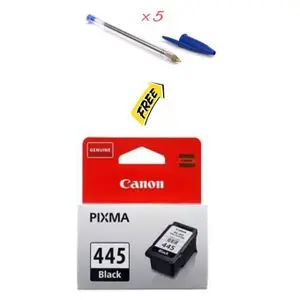 Canon Ink Cart PG-445 EMB - Cartouche d'Encre, Produit Origine - Noir/Black - 5 Stylos Offert