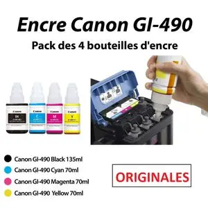 Canon Pack Bouteilles d'encre GI-490 pour les imprimantes PXMA G s?ries