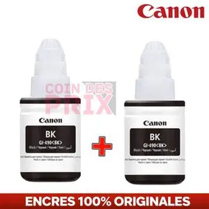 Canon Pack Encre  GI-490 Original 2 Bouteilles Noires – Haute Capacité