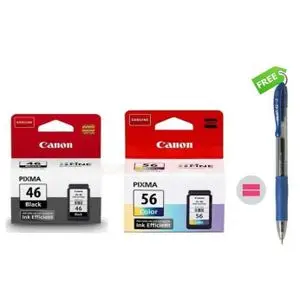 Canon Cartouches dcencre PG-46 Noir + CL-56 Color +Stylo Roller r?tractable Offert