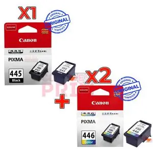 Canon Pack 3 Cartouches  – 2 Cartouches PG-445 Noire + 1 Cartouche CL-446 Couleur