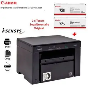 Canon Pack Imprimante MF3010 + 2 Toners supplèmentaire 725 Original