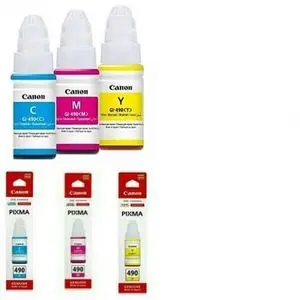 Canon 3 cartouche d'encre PIXMA GI-490 origine Couleur 70ml: Jaune, Cyan, magenta