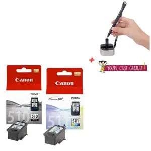 Canon Cartouche d'encre PG-510 noir + CL-511 Tri-Color - Stylo fix table Offert