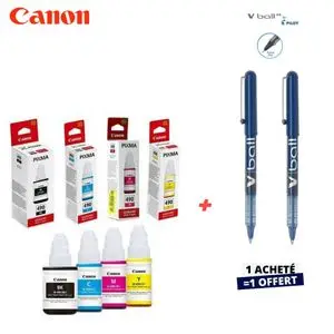 Canon Encre GI-490 pour G1400,G1410,G2400,G2410,G2411,G3400,G3410,G3411,G4400.. ( 2 Stylos VBALL offert )