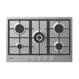 Candy Plaque de cuisson à gaz encastrable inox 75cm Grilles en Fonte sécurité 2ans de garantie