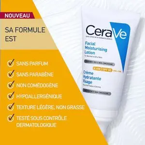 Cerave Crème Hydratante Visage Spf50 Peaux Normales À Sèches  52ml