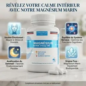 CHRISTELLE PARIS Magnésium Marin 375mg + B6 - Anti-Stress &amp; Sommeil 60 Gélules