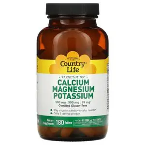 Country Life Target-Mins Calcium, Magnésium, Potassium, 180 comprimés