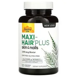 Country Life Maxi Hair Plus 5000 µg cheveux peau et ongles 120 capsules végétariennes
